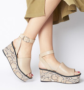 Office Money Honey Leather Wedge NUDE SNAKE LEATHER