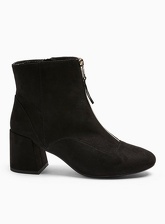 Womens Wide Fit Belle Black Zip Front Boots, BLACK