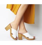 Office Marvellous- Cross Strap Block Mule WHITE LEATHER