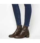 Office Albury- Unlined Block Heel Boot BROWN LEATHER