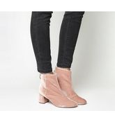 Office Arch Enemy Back Zip Block Heel Boots BLUSH VELVET