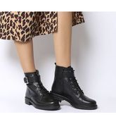 Office Alpaca- Stud Detail Lace Up Biker BLACK LEATHER