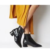 Office Almond- Low Block Heel Boot BLACK LEATHER