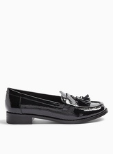 Womens Wide Fit Frankie Black Tassel Loafers, BLACK