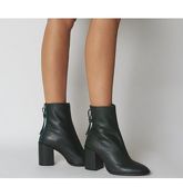 Office Attribute- Back Zip Block Heel GREEN LEATHER