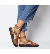 Office Surrender- Western Buckle Sandal TAN LEATHER