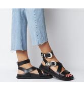 Office Surrender- Western Buckle Sandal BLACK LEATHER