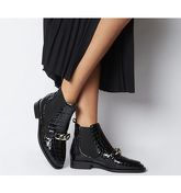 Office Arcade Chain Front Boot BLACK CROC PATENT LEATHER