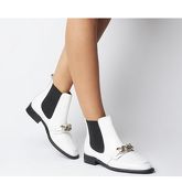 Office Arcade Chain Front Boot WHITE CRINKLE LEATHER