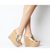Office Humidity Glam Cork Wedge GOLD SCALE LEATHER