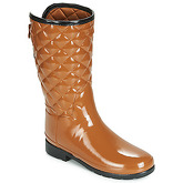 Hunter  REFINED GLOSS QUILT SHORT  women's Wellington Boots in Brown