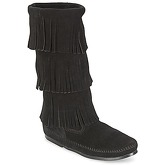 Minnetonka  CALF HI 3 LAYER FRINGE BOOT  women's High Boots in Black