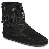 Minnetonka  DOUBLE FRINGE TRAMPER BOOT  women's Mid Boots in Black