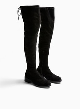 Womens Wide Fit Olivia Black Flat Over The Knee Boots, BLACK