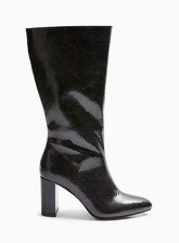 Womens Oreo Black Snake Calf Height Shaft Boots, BLACK