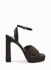 Womens Sofia Black Crossover Platform Heeled Sandals, BLACK