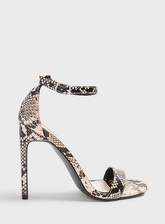 Womens Sallie Grey Snake Print Barely There Heeled Sandals, GREY