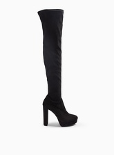 Womens Olive Black Platform Knee High Boots, BLACK