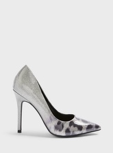 Womens Wide Fit Caterina Silver Court Shoes, SILVER