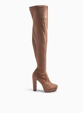 Womens Olive Tan Platform Knee High Boots, CAMEL