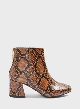 Womens Wide Fit Brixton Brown Snake Print Ankle Boots, BROWN