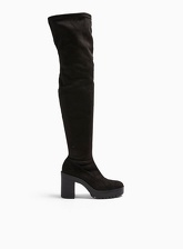 Womens Ozzy Black Chunky Over The Knee Boots, BLACK