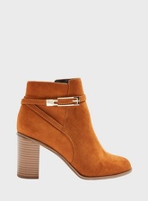 Womens Bubble Tan Hardware Detail Ankle Boots, TAN