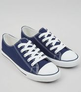 Navy Canvas Stripe Sole Trainers New Look Vegan